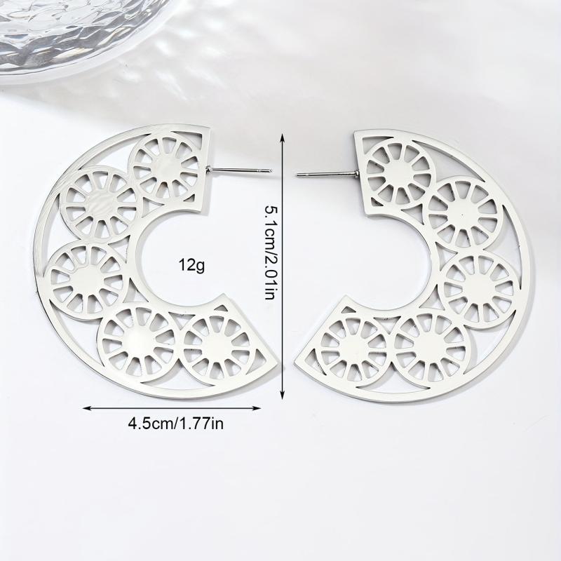 Steel Sunflower Earrings for Nightclubs Banquets Party