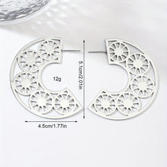 Steel Sunflower Earrings for Nightclubs Banquets Party