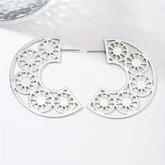 Steel Sunflower Earrings for Nightclubs Banquets Party