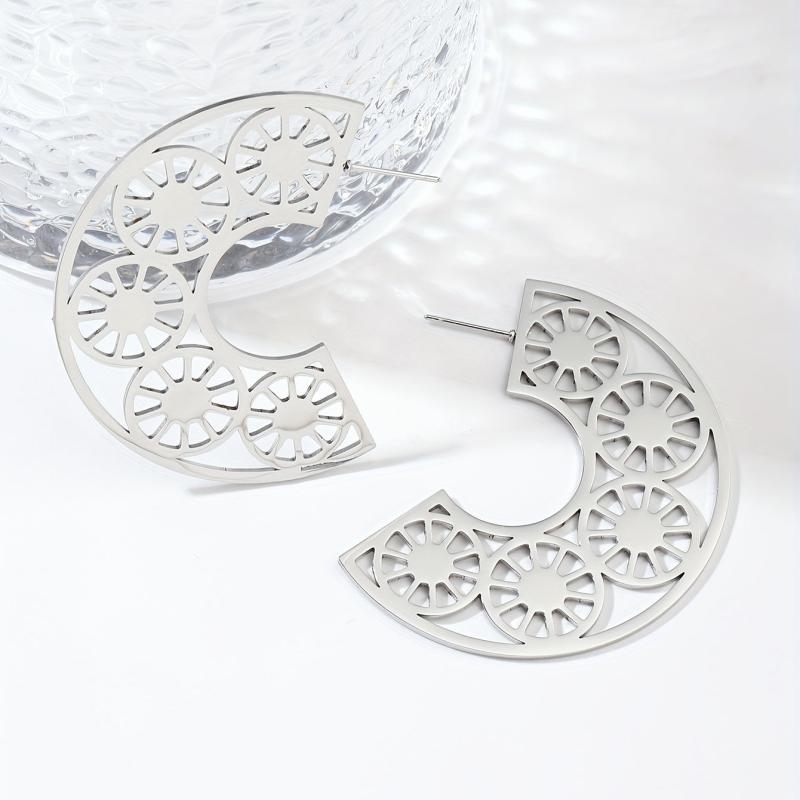 Steel Sunflower Earrings for Nightclubs Banquets Party