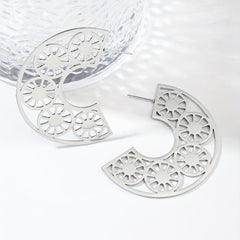 Steel Sunflower Earrings for Nightclubs Banquets Party