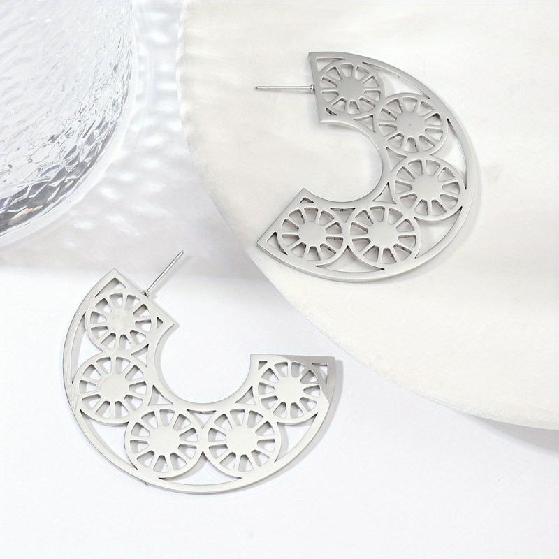 Steel Sunflower Earrings for Nightclubs Banquets Party