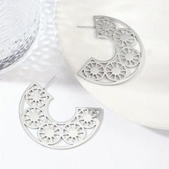 Steel Sunflower Earrings for Nightclubs Banquets Party