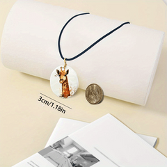 Watercolor Animal Pendant Necklace Chain Adjustable Decor