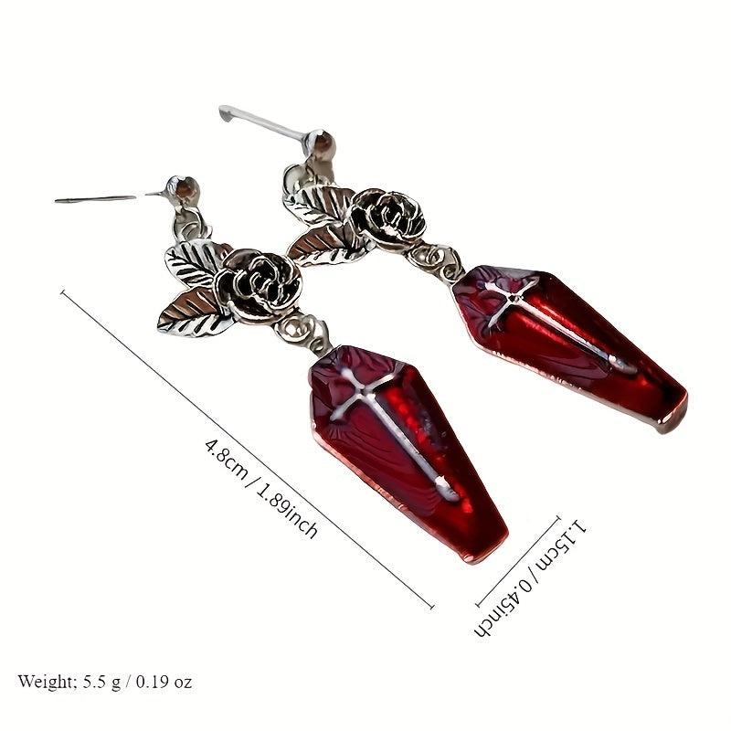 Halloween Goth Style Rose Death Cross Earrings