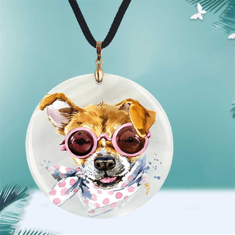 Animal Pendant Necklace Watercolor Draw Adjustable Length Chain Choker