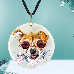 Animal Pendant Necklace Watercolor Draw Adjustable Length Chain Choker