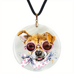 Animal Pendant Necklace Watercolor Draw Adjustable Length Chain Choker