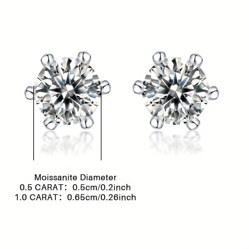 Moissanite Stud Earrings Women's Jewelry Mother's Wedding Anniversary Gift