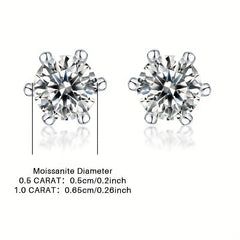 Moissanite Stud Earrings Women's Jewelry Mother's Wedding Anniversary Gift