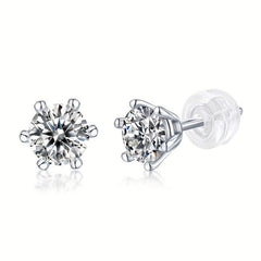 Moissanite Stud Earrings Women's Jewelry Mother's Wedding Anniversary Gift