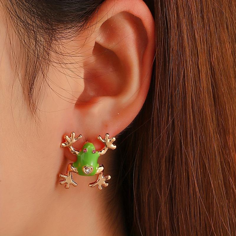 Creative Frog Stud Earrings European American Carton Animal Ear Jewelry