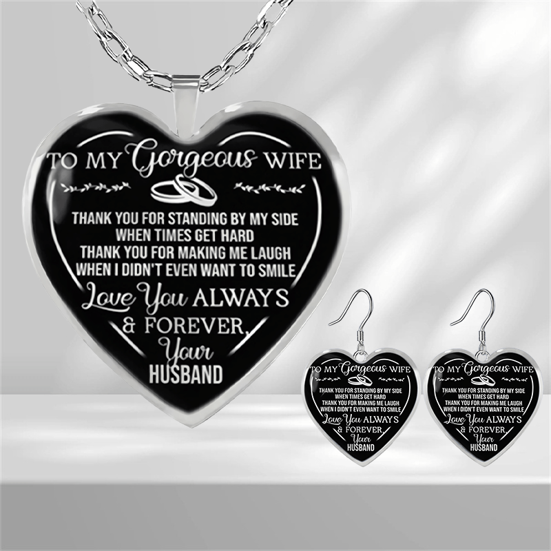 Heart shaped Glass Pendant Earrings Graduation Party Birthday Gift Girl Jewelry