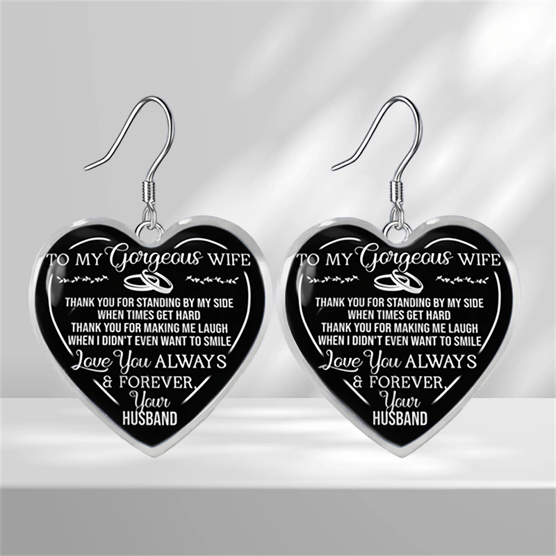 Heart shaped Glass Pendant Earrings Graduation Party Birthday Gift Girl Jewelry