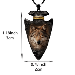 Girl Creativity Brown Wolf Animal Necklace Geometric Triangle Pendant Necklace
