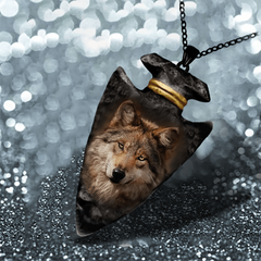 Girl Creativity Brown Wolf Animal Necklace Geometric Triangle Pendant Necklace