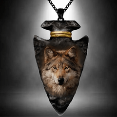 Girl Creativity Brown Wolf Animal Necklace Geometric Triangle Pendant Necklace