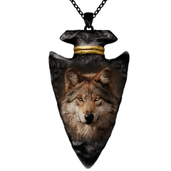 Girl Creativity Brown Wolf Animal Necklace Geometric Triangle Pendant Necklace