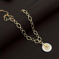 Boho Shell Lotus Pendant Necklace Golden Jewelry