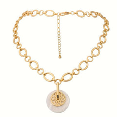 Boho Shell Lotus Pendant Necklace Golden Jewelry