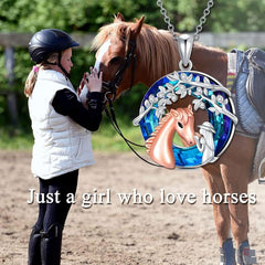 Horse Necklace With Leaves Pendant Animal Party Jewelry Gift