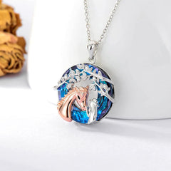 Horse Necklace With Leaves Pendant Animal Party Jewelry Gift