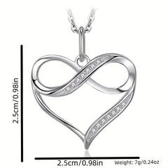 Rhinestone Heart Pendant Necklace - Holiday Birthday Gift