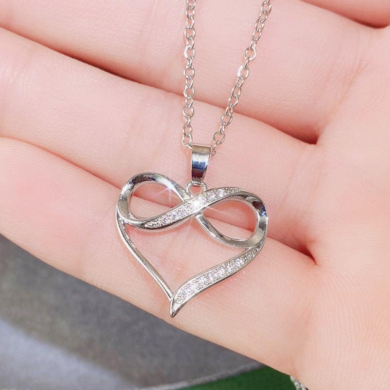 Rhinestone Heart Pendant Necklace - Holiday Birthday Gift
