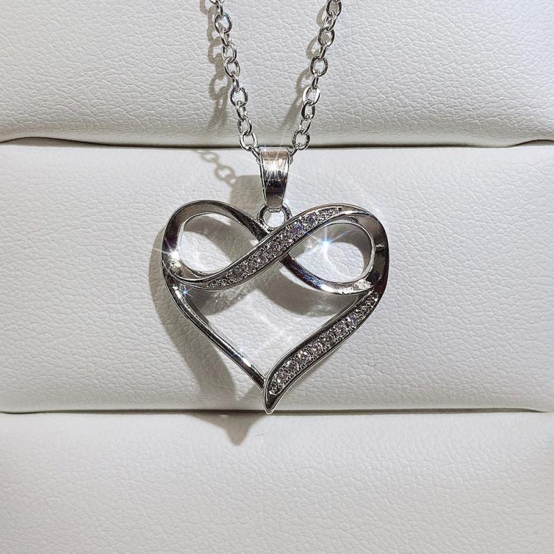 Rhinestone Heart Pendant Necklace - Holiday Birthday Gift
