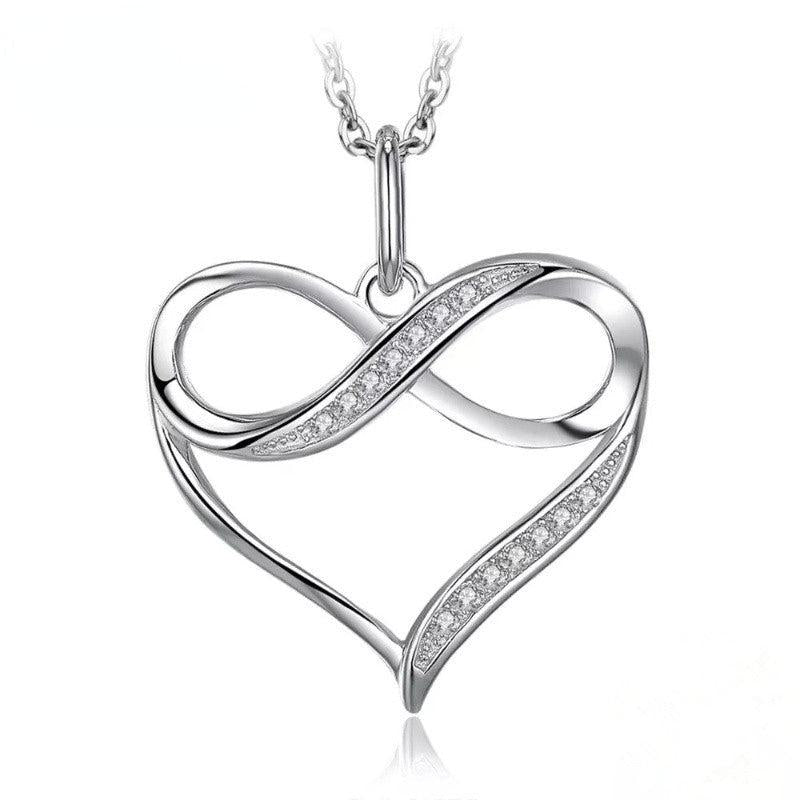 Rhinestone Heart Pendant Necklace - Holiday Birthday Gift