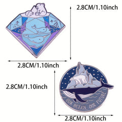 Marine Life Protection Pins - Polar Bears Dolphins Whales Animal Brooches