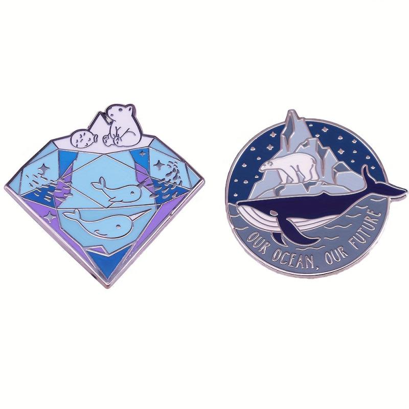 Marine Life Protection Pins - Polar Bears Dolphins Whales Animal Brooches