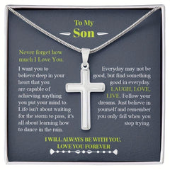 Custom Cross Necklace for Son with Personalized Message