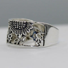 Vintage Silvery Plated Sunflower Woman Ring Party Jewelry Gift