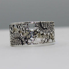 Vintage Silvery Plated Sunflower Woman Ring Party Jewelry Gift