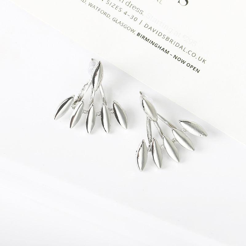Willow Leaf Electroplated Earrings Alloy Stud Earrings For Party
