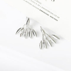 Willow Leaf Electroplated Earrings Alloy Stud Earrings For Party