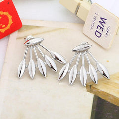 Willow Leaf Electroplated Earrings Alloy Stud Earrings For Party