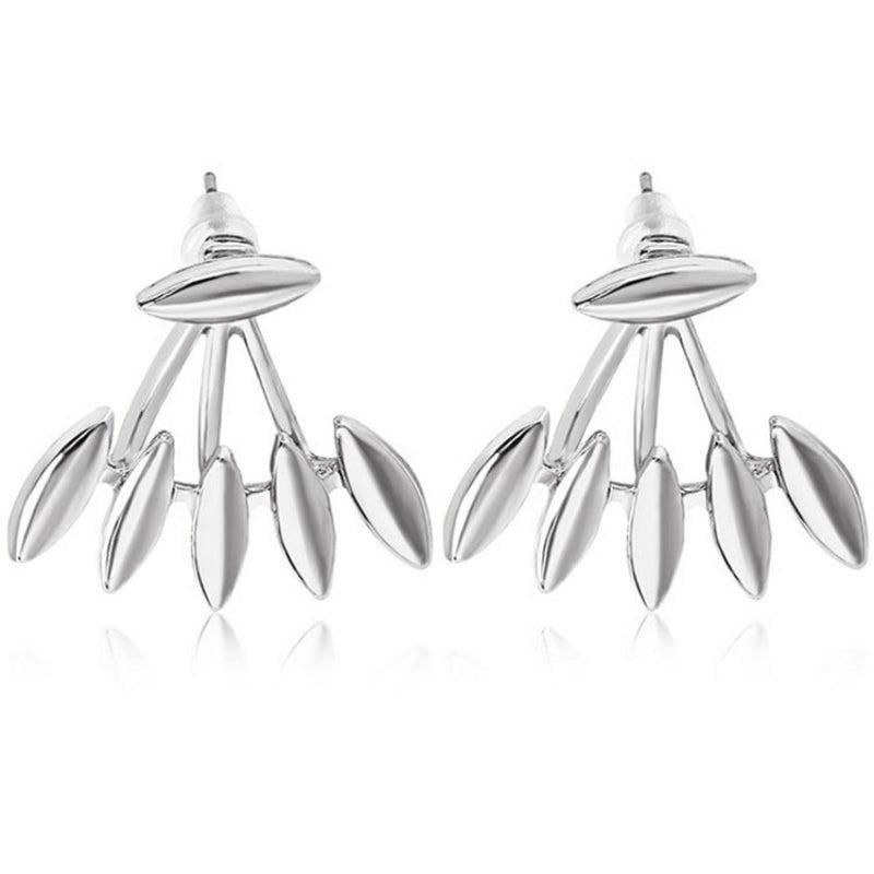 Willow Leaf Electroplated Earrings Alloy Stud Earrings For Party