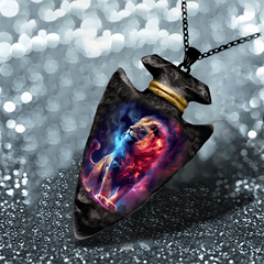 Lion Pattern Necklace Triangle Pendant Punk Hip Hop Gift