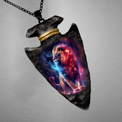 Lion Pattern Necklace Triangle Pendant Punk Hip Hop Gift