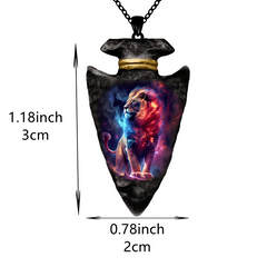 Lion Pattern Necklace Triangle Pendant Punk Hip Hop Gift