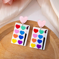 Acrylic Drawing Board with Colorful Heart Earrings