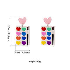 Acrylic Drawing Board with Colorful Heart Earrings