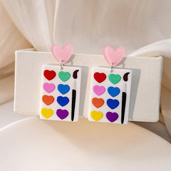 Acrylic Drawing Board with Colorful Heart Earrings
