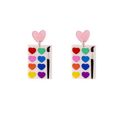 Acrylic Drawing Board with Colorful Heart Earrings