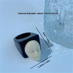 Y2K Thick Vintage Resin Acrylic Ring Lovely Transparent Face Ring