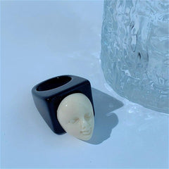 Y2K Thick Vintage Resin Acrylic Ring Lovely Transparent Face Ring