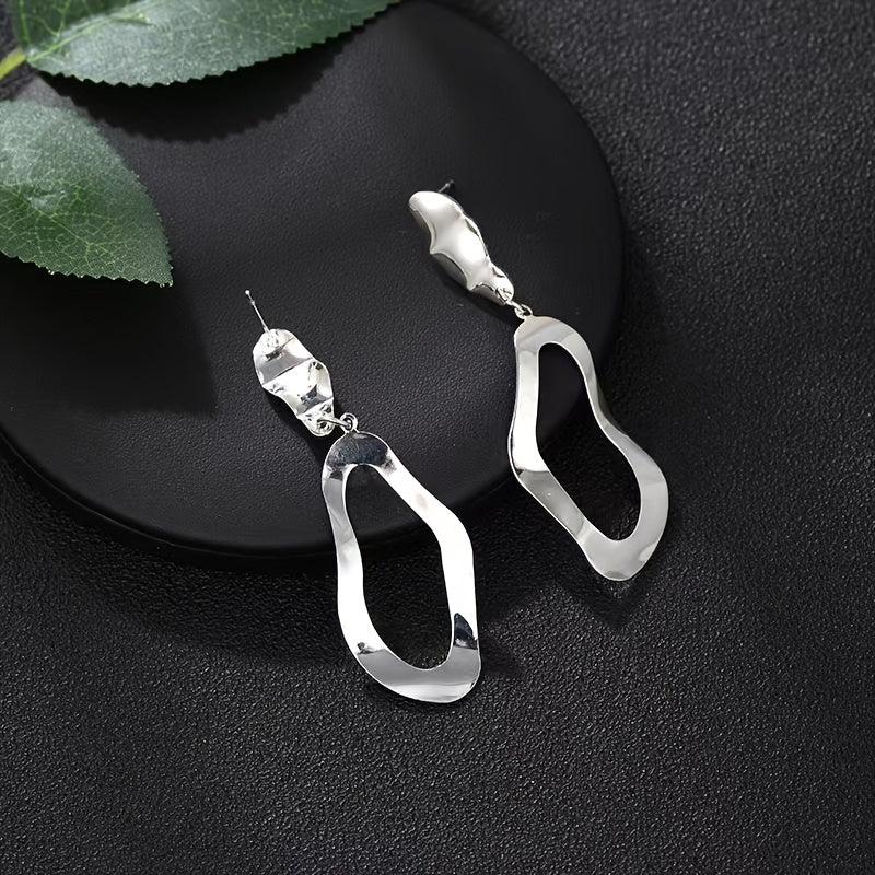 Exaggerated Alloy Geometric Irregular Hollow Stud Earrings