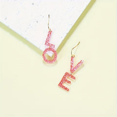 Love Letter Asymmetrical Acrylic Earrings
